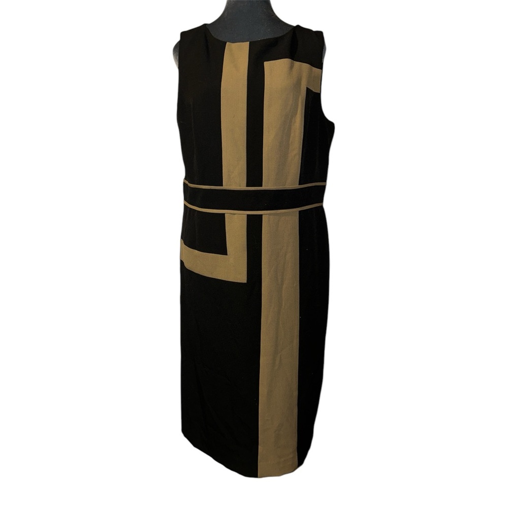 Kasper business casual sheath geo modern attached belt NWT